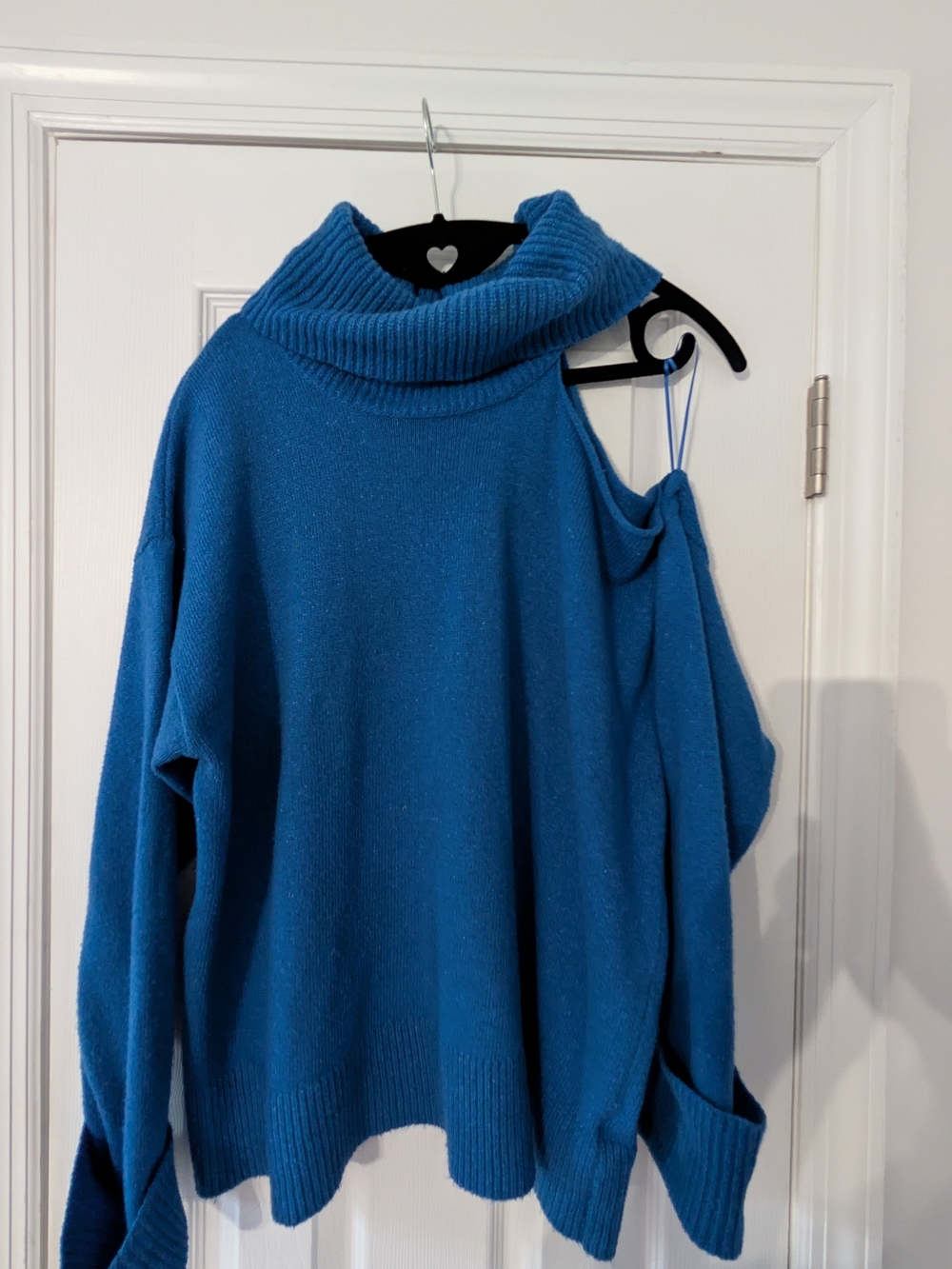 1. State Blue Off Cold-Shoulder Turtleneck Sweater L
